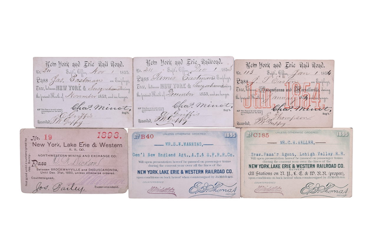 2093 - Six New York & Erie and New York, Lake Erie & Western Monthly and Annual Passes thumbnail