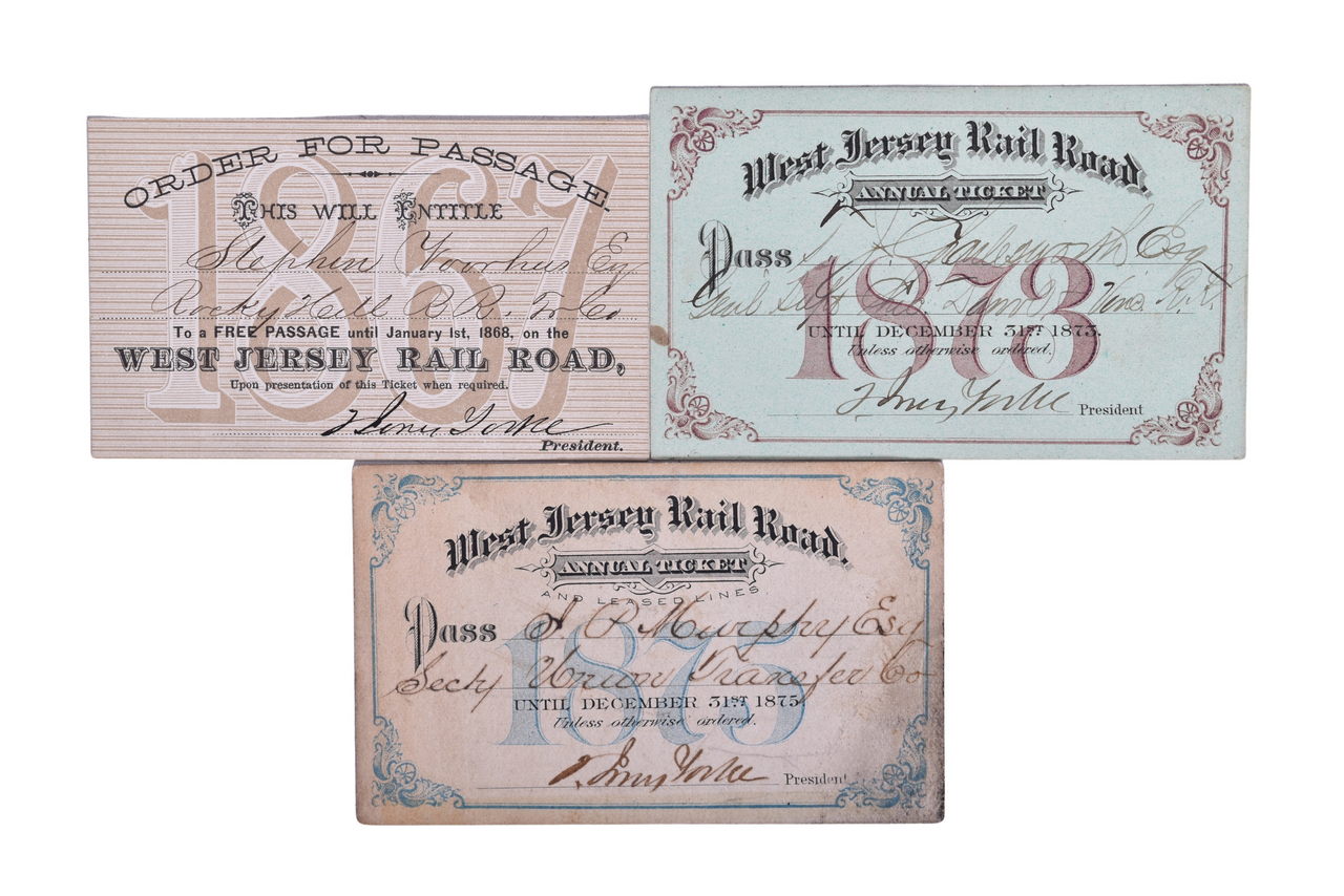 2097 - Three West Jersey Railroad Annual Passes - 1867, 1873, and 1875 thumbnail