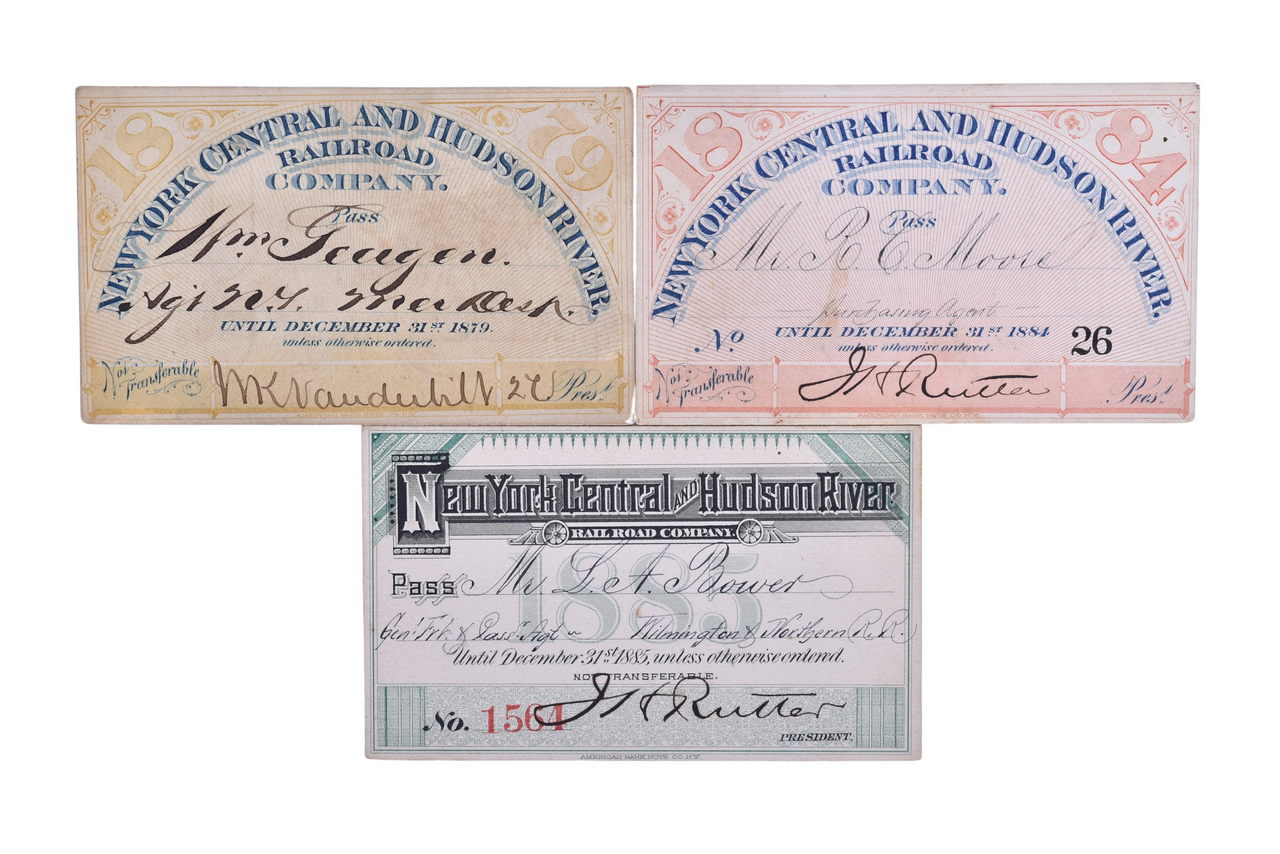2105 - Three New York Central and Hudson River Railroad Annual Passes - 1879, 1884, and 1885 thumbnail