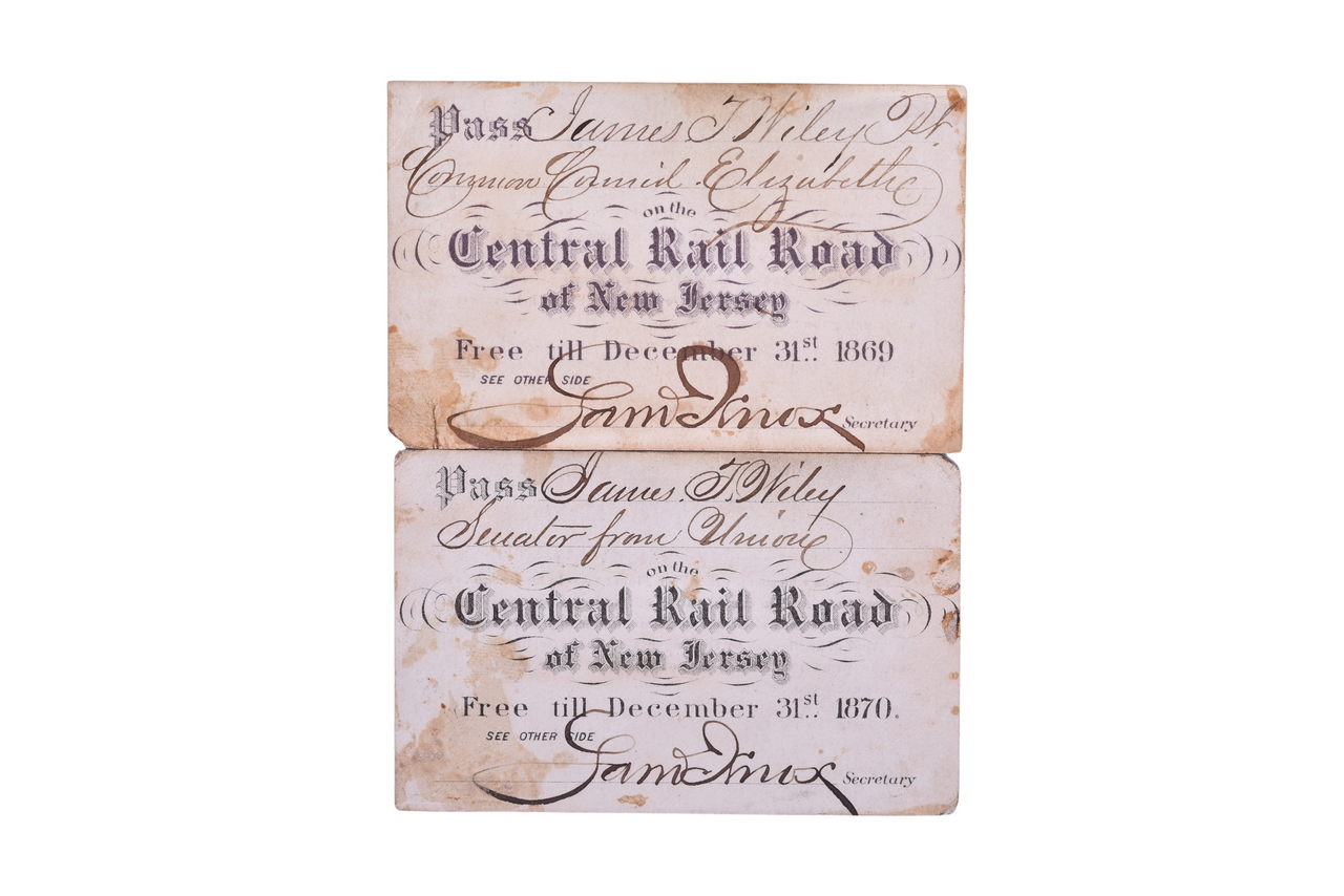 2121 - 1869 and 1870 Central Railroad of New Jersey Senate and Council Annual Passes thumbnail