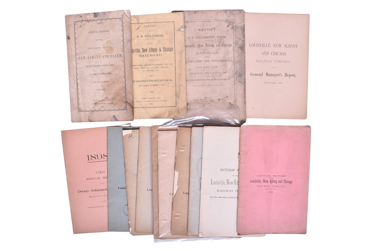 2136 - Early Monon Railroad Annual Reports - 1853 New Albany & Salem, 1865 Louisville, New Albany & Chicago, and More thumbnail
