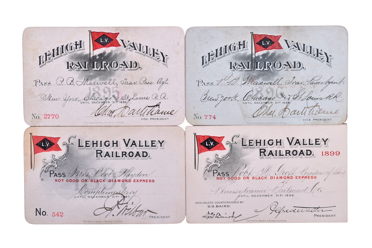 2141 - Four Lehigh Valley Railroad Annual Passes - 1895, 1896, 1897, 1899 thumbnail