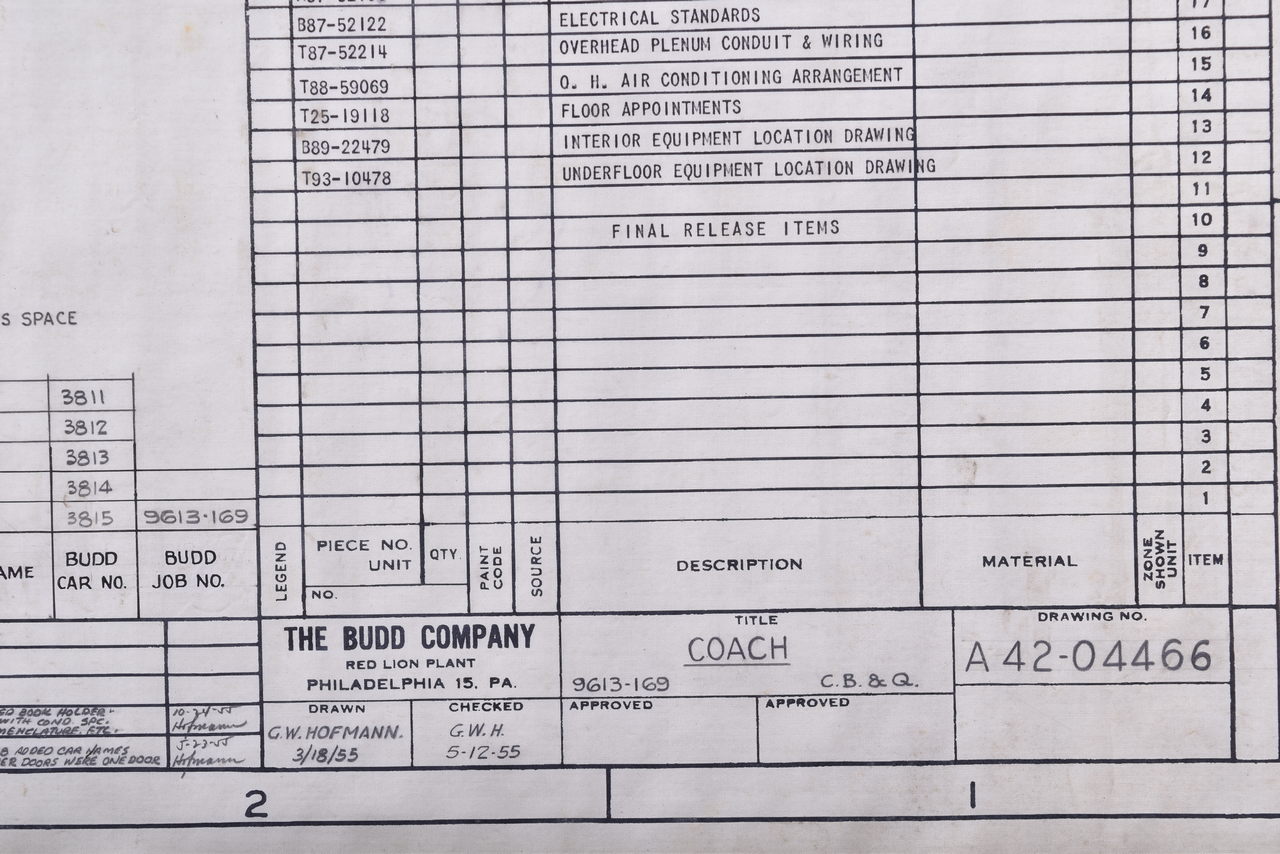 2147 - Original 1955 Budd Company CB&Q Railroad 