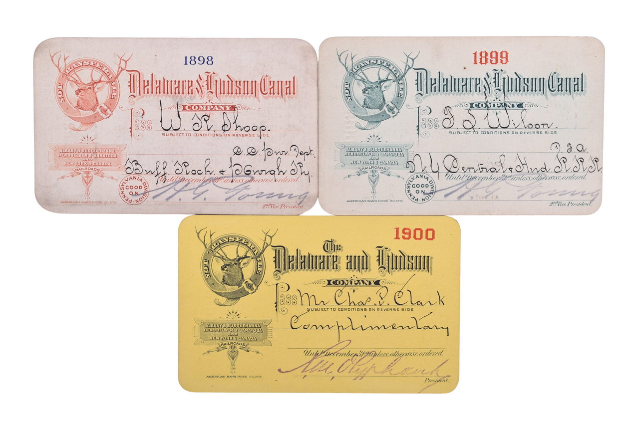 2157 - Three Delaware & Hudson Canal Company Railroad Annual Passes - 1898, 1899, 1900 thumbnail