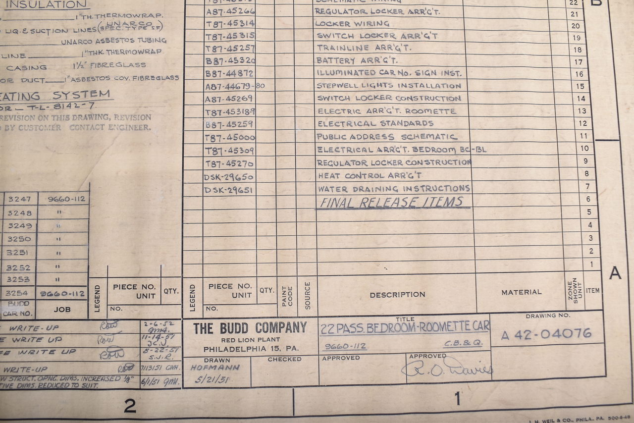 2163 - Original 1955 Budd Company CB&Q Railroad California Zephyr 