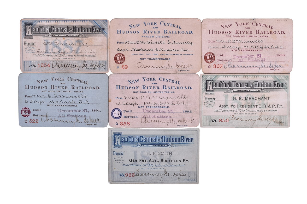 2169 - Seven New York Central and Hudson River Railroad Annual Passes - 1887, 1890, 1891, 1893, 1894, 1897 thumbnail