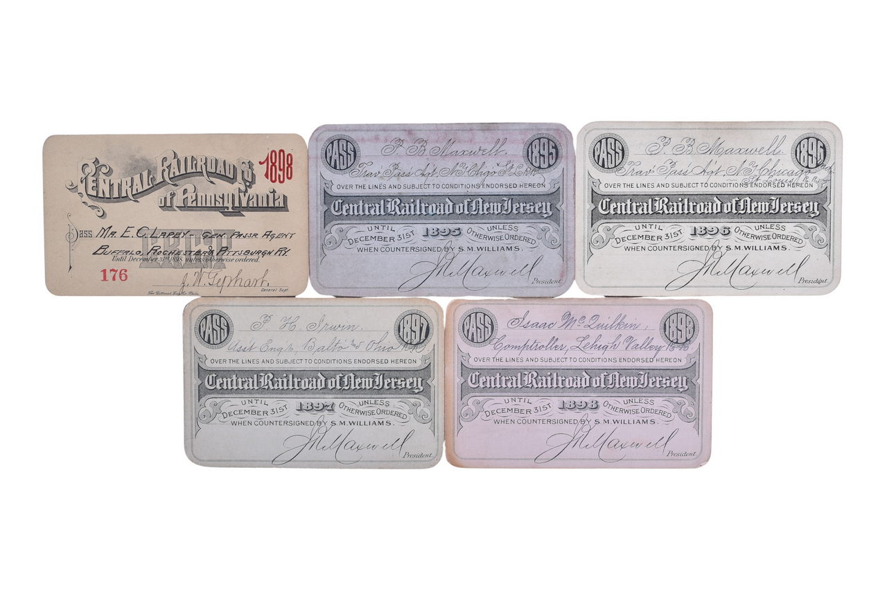 2177 - Five Central Railroad of New Jersey and Pennsylvania Annual Passes - 1895, 1896, 1897, 1898 thumbnail
