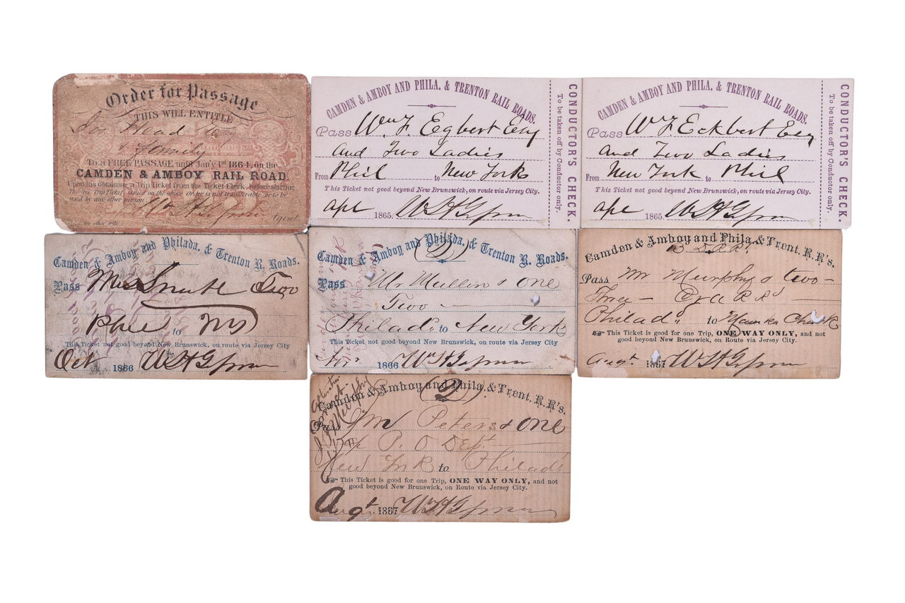 2181 - Seven Camden & Amboy and Philadelphia & Trenton Railroad Passes - 1863, 1865, 1866, 1867 thumbnail