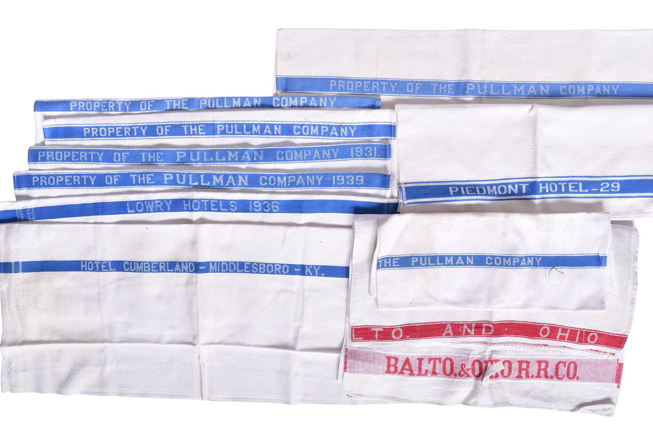 2191 - Eleven Railroad and Hotel Hand Towels - Balto. and Ohio, Pullman, Piedmont Hotel, Cumberland, and Lowry thumbnail
