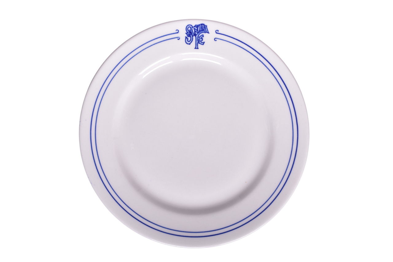3003 - Atchison, Topeka, And Santa Fe Railroad China Bleeding Blue Dinner Plate 9 1/2