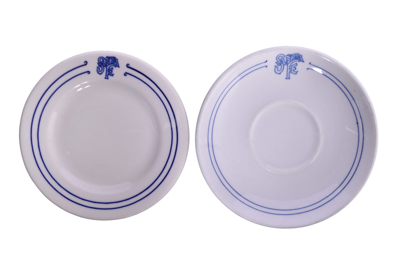3041 - Santa Fe Railroad China Bleeding Blue Small Plate and Saucer thumbnail