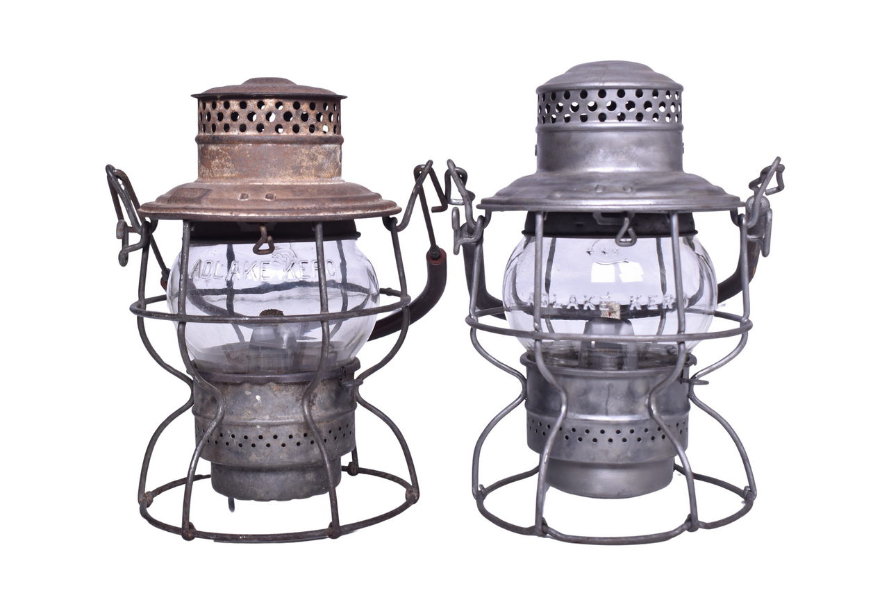 3044 - Pair of Adlake Kero Railroad Lanterns - Central Vermont and Long Island Railroad thumbnail