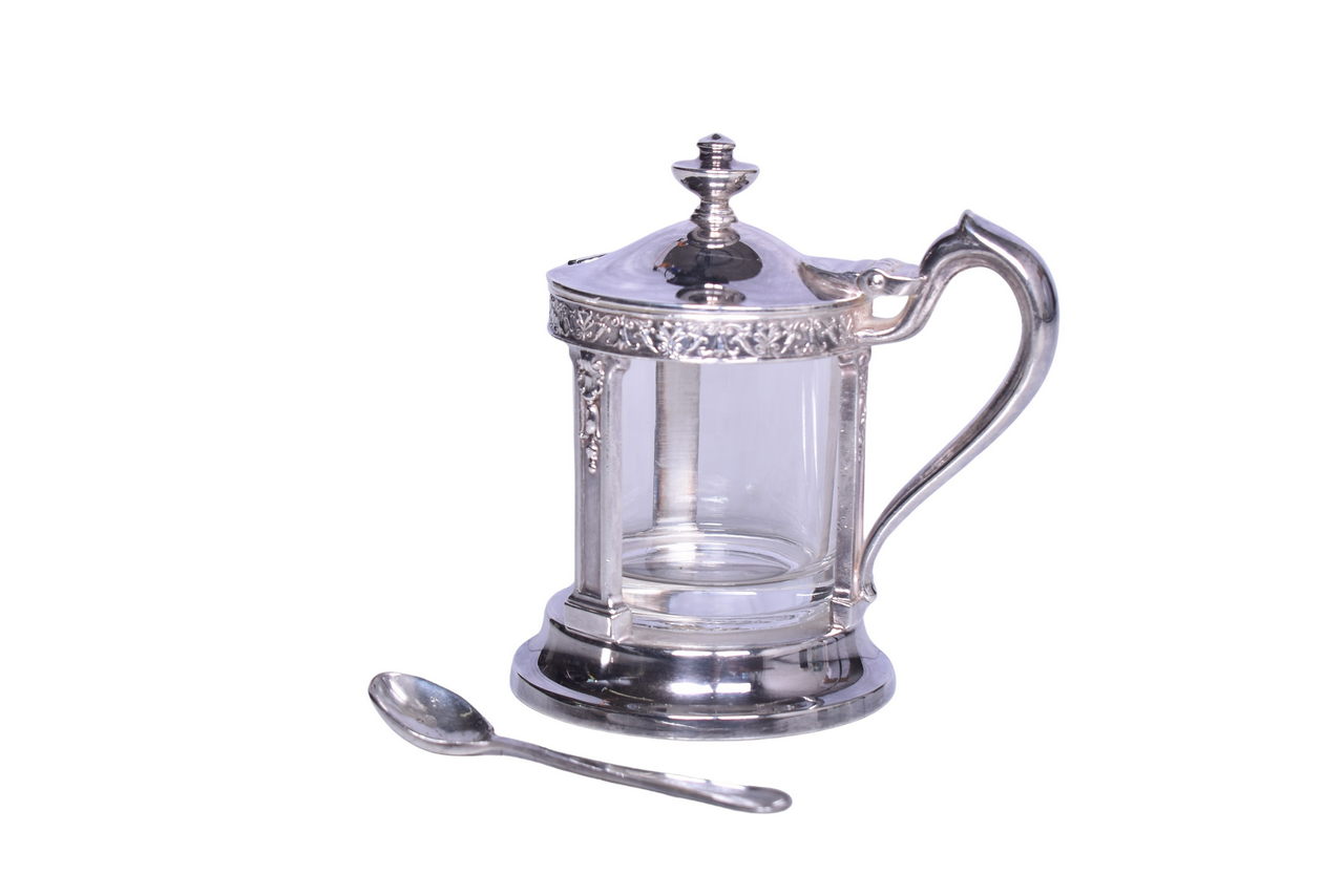 3073 - R. Wallace Missouri Pacific Lines Railroad Silver Mustard Pot w/ Glass Insert thumbnail