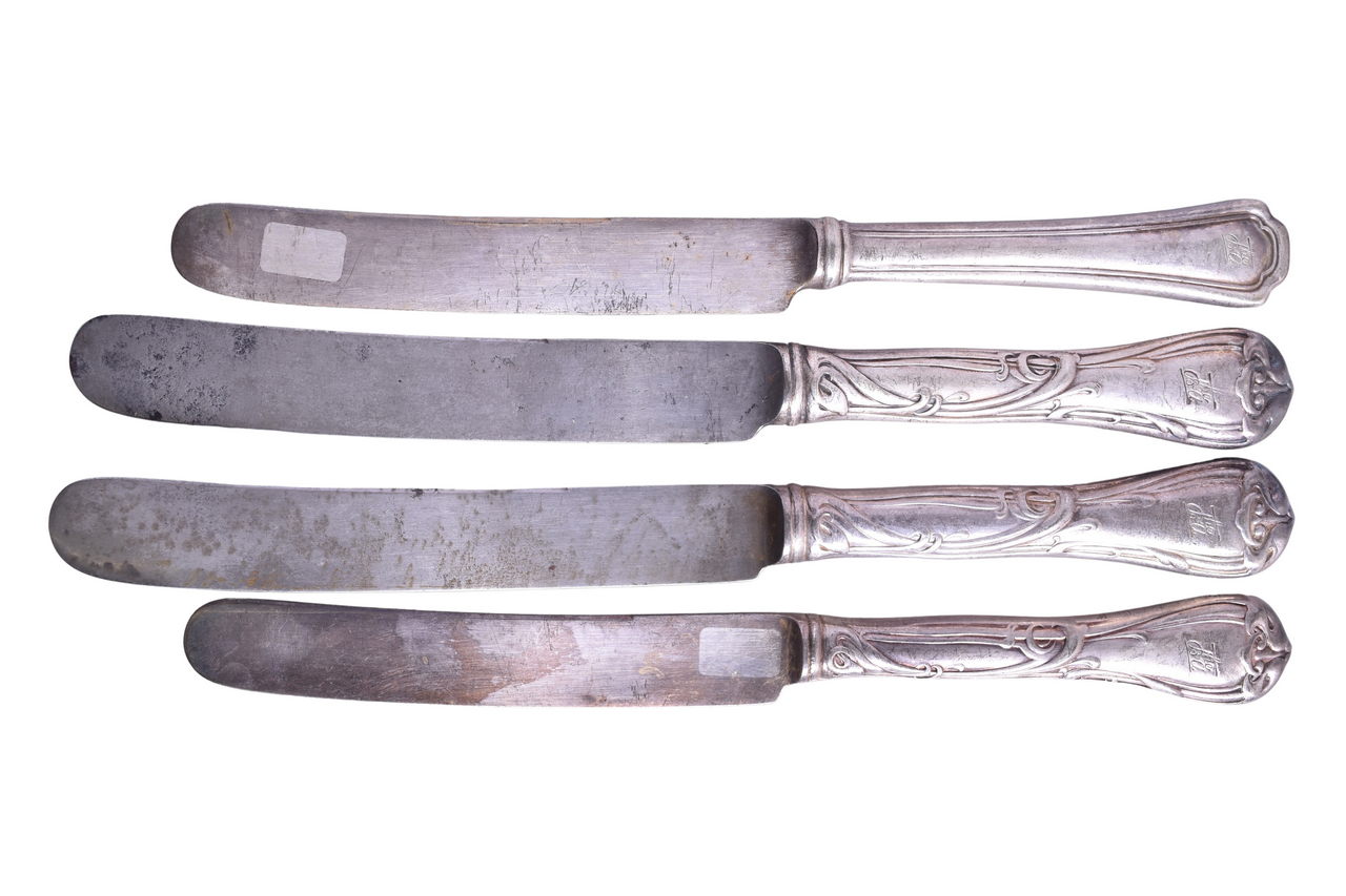 3093 - Four Bangor & Aroostook Railroad Silver Flatware Knives - Reed & Barton Modern Art thumbnail