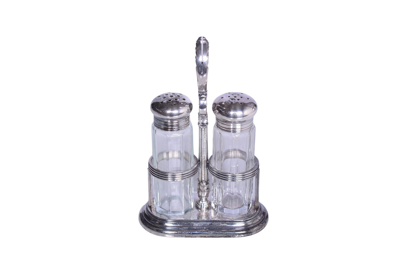 3109 - Missouri Pacific Lines Railroad Silver Buzzsaw Logo Cruet Set thumbnail