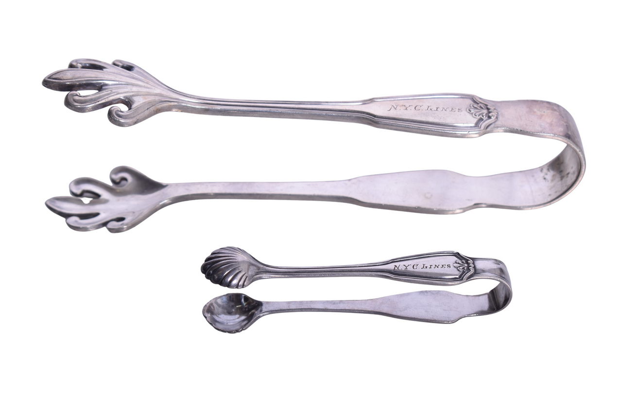 3117 - Reed & Barton New York Central Lines Railroad Silver Ice Tongs and Sugar Tongs thumbnail