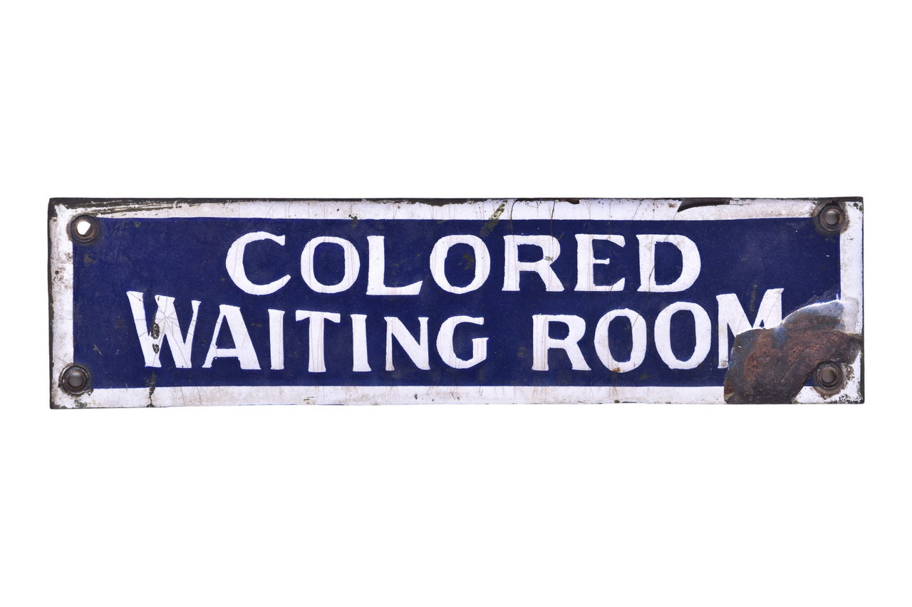 3130 - Jim Crow Era Porcelain Colored Waiting Room Sign thumbnail