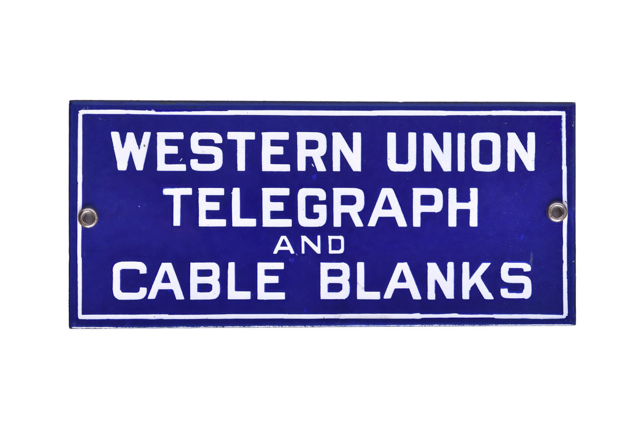 3134 - Porcelain Western Union Telegraph and Cable Blanks Sign thumbnail