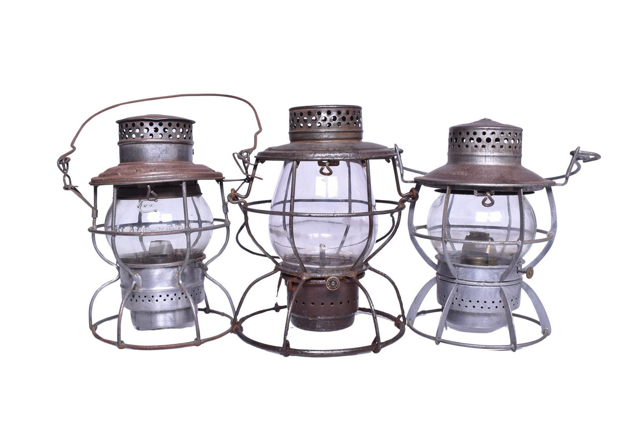 3166 - Trio of West Coast Railroad Lanterns - Milwaukee Road, KATY and Soo Line thumbnail