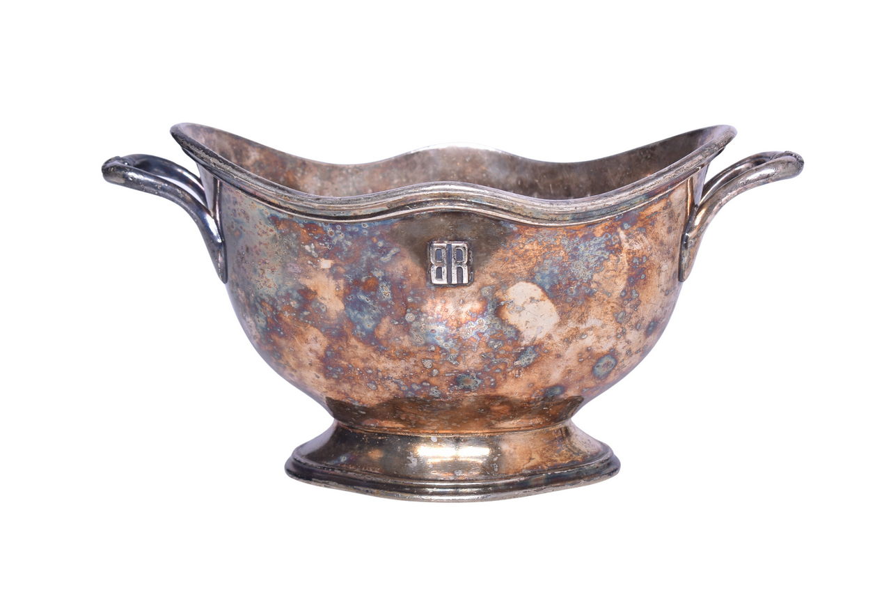 3169 - Reed & Barton Burlington Route Railroad Silver Handled Pedestal Tureen or Bowl thumbnail