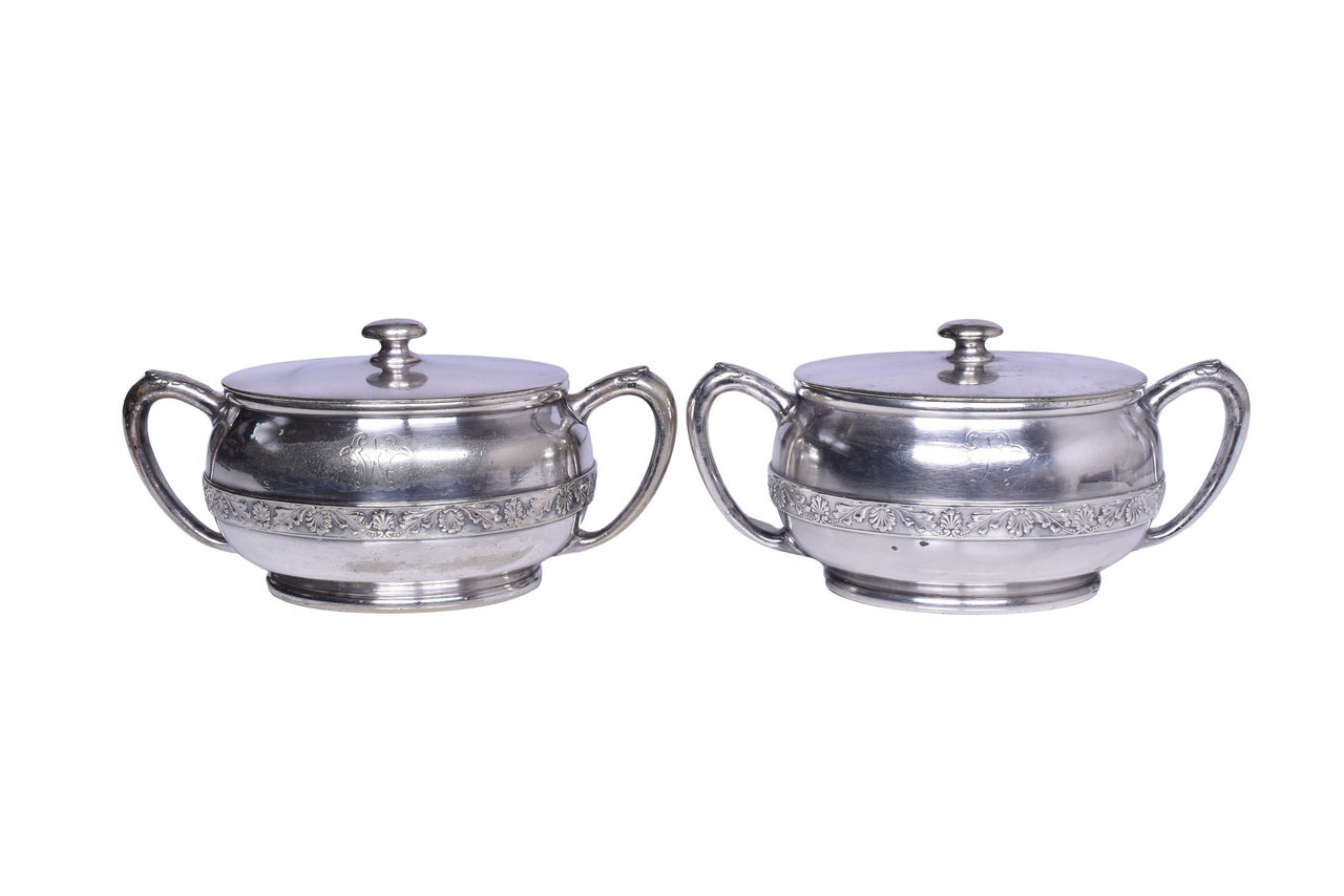 3177 - Pair of Wabash Railroad Silver Sugar Bowls 14 oz thumbnail