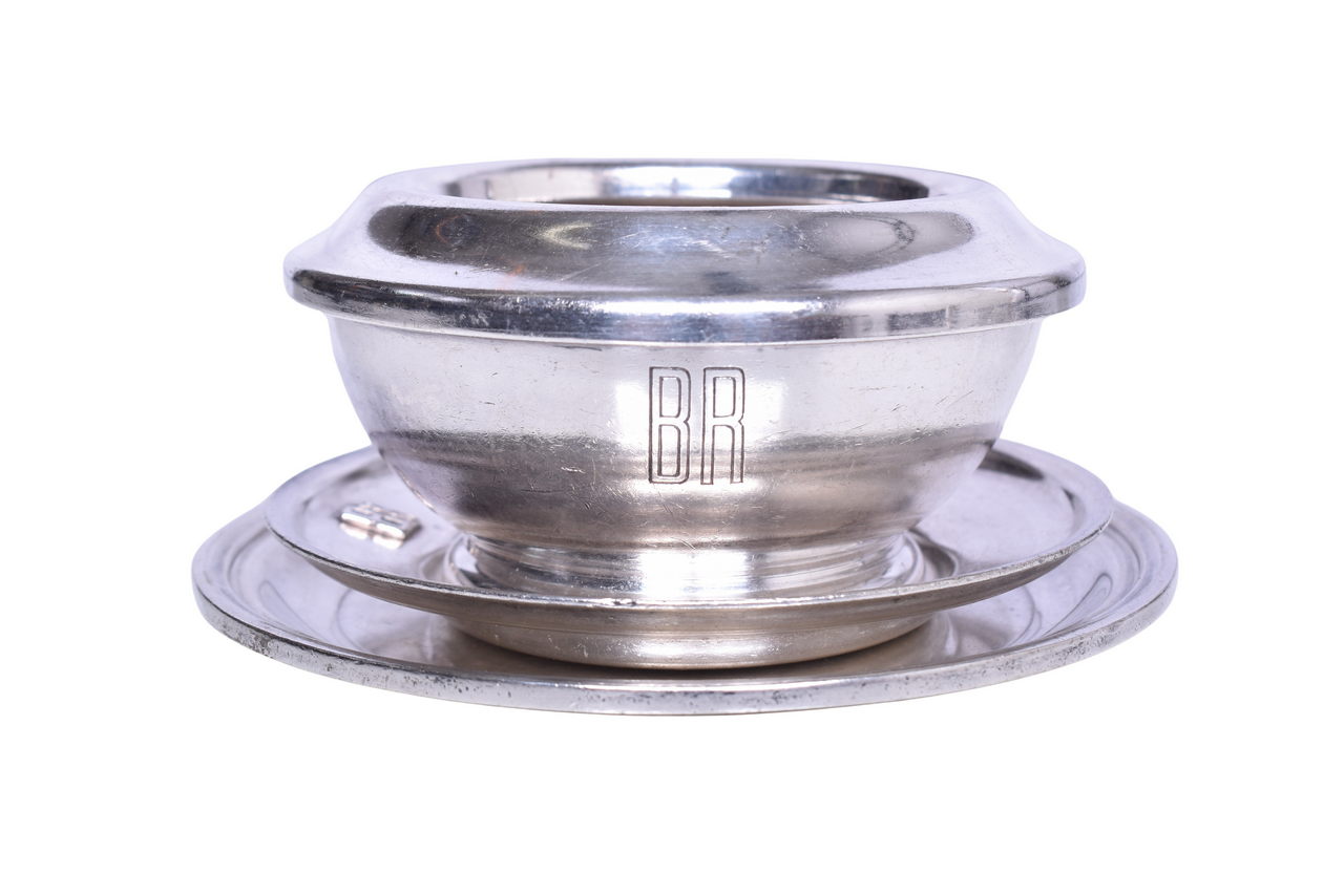 3181 - Four Pieces of Burlington Route Silver - Supreme Bowl, Collar Ring, Under-Liner Tray, and Plate thumbnail