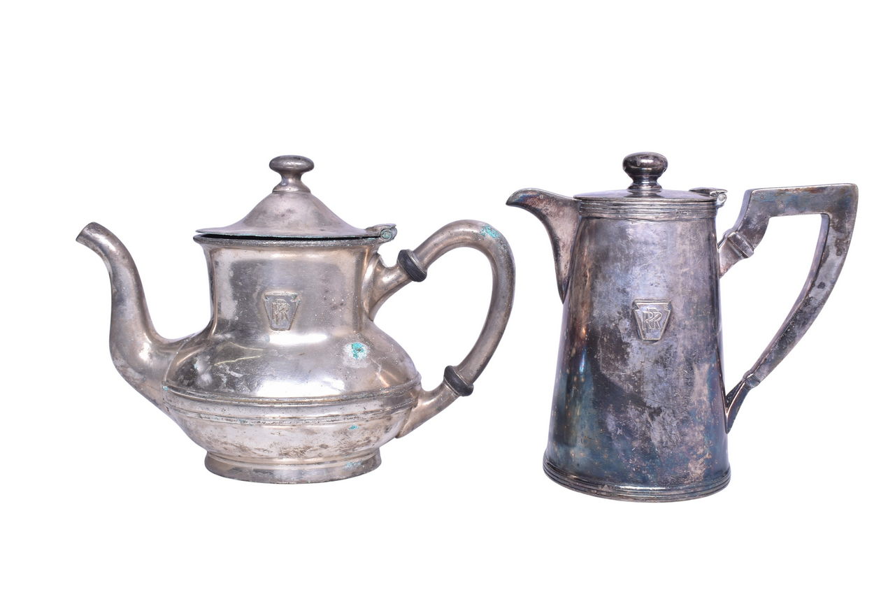 3187 - Rowley MF'G Co. Pennsylvania Railroad Silver Teapot and Syrup Pitcher Including Patent Applied For thumbnail