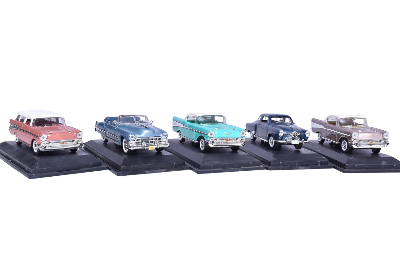 95 - Five Road Signature 1950s Car Models - Cadillac Coupe De Ville, Chevrolet Bel Air, Studebaker thumbnail