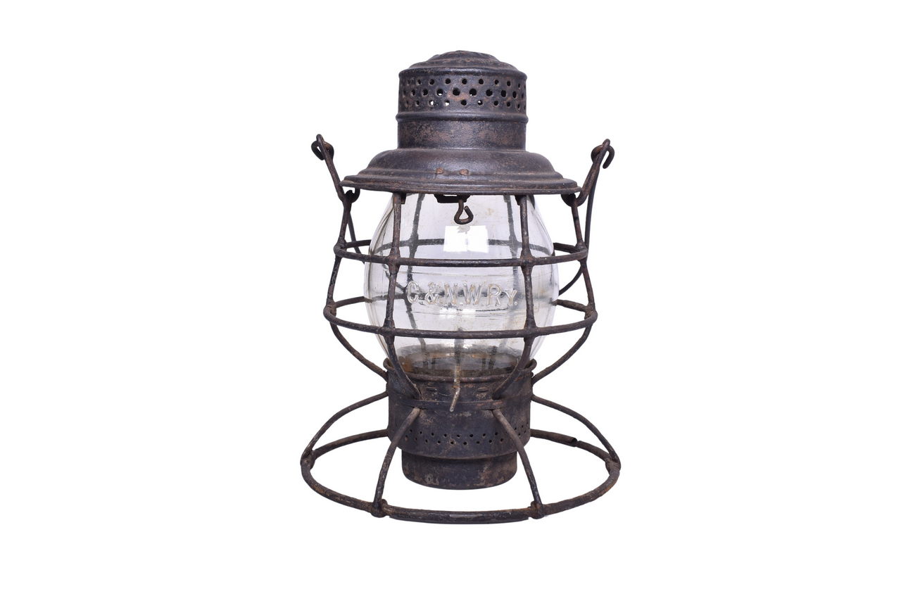 3190 - Adams & Westlake Chicago and North Western Railway Railroad Lantern w/ Clear Cast Globe thumbnail