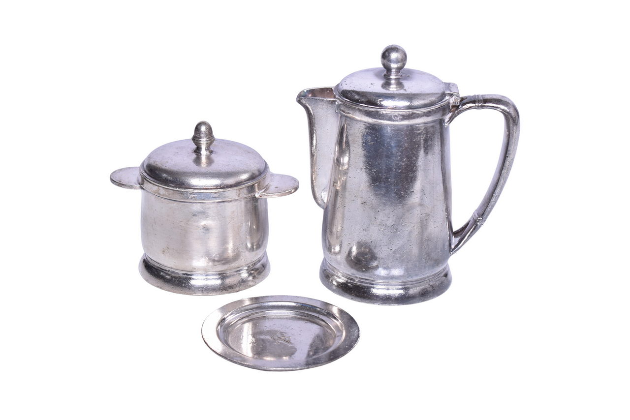 3217 - Great Northern Railway International Silver Coffee Pot, Sugar Bowl, and Butter Pat thumbnail