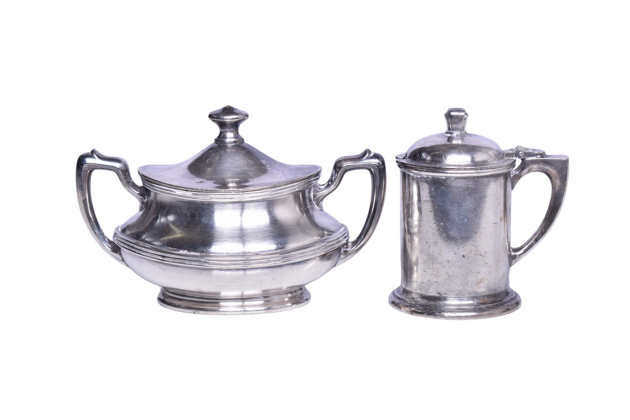 3229 - R. Wallace Missouri, Kansas and Texas Railroad Silver Mustard Pot and Sugar Bowl thumbnail