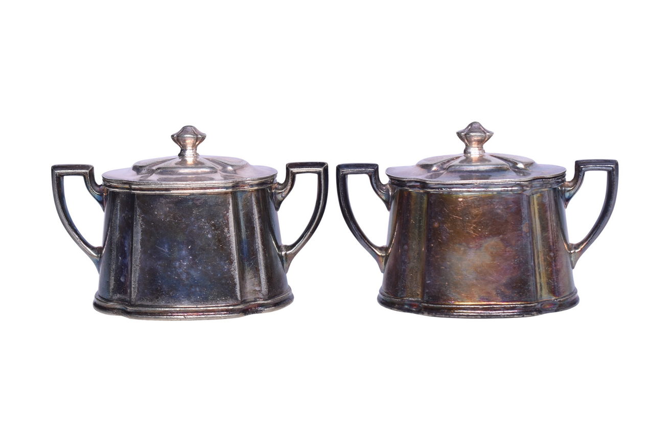 3233 - Pair of Reed & Barton New York Central Lines Railroad Sugar Bowls w/ Lid 8 oz thumbnail