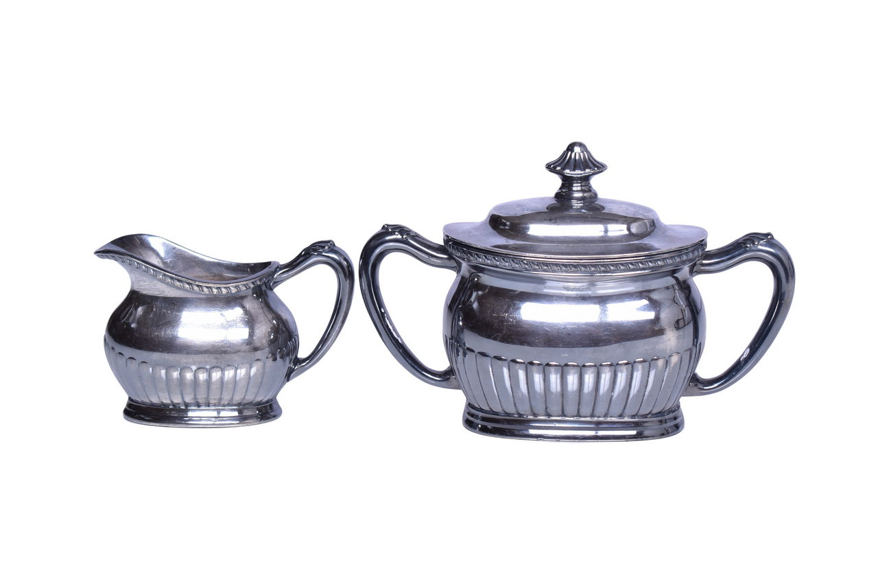3237 - Reed & Barton Delaware and Hudson Company Railroad Silver Sugar Bowl and Creamer thumbnail
