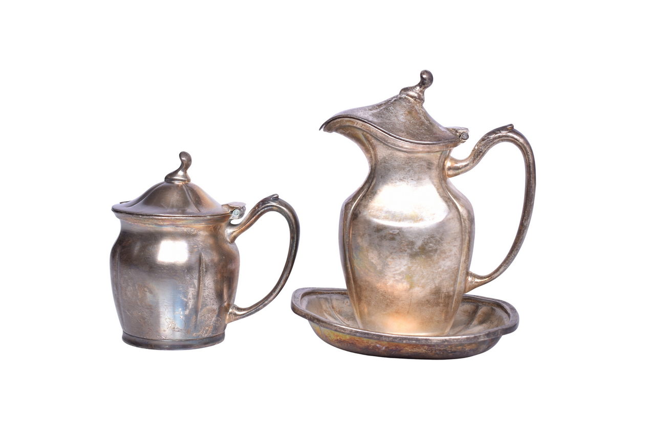 3243 - Chicago Milwaukee and St. Paul Railway International Silver Syrup Pitcher and Condiment Pot thumbnail