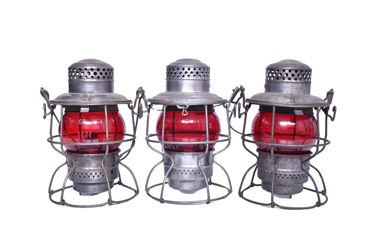3260 - Trio of Western Railroad Lanterns - Chicago, New Orleans and Texas Pacific, Chicago, St. Paul thumbnail