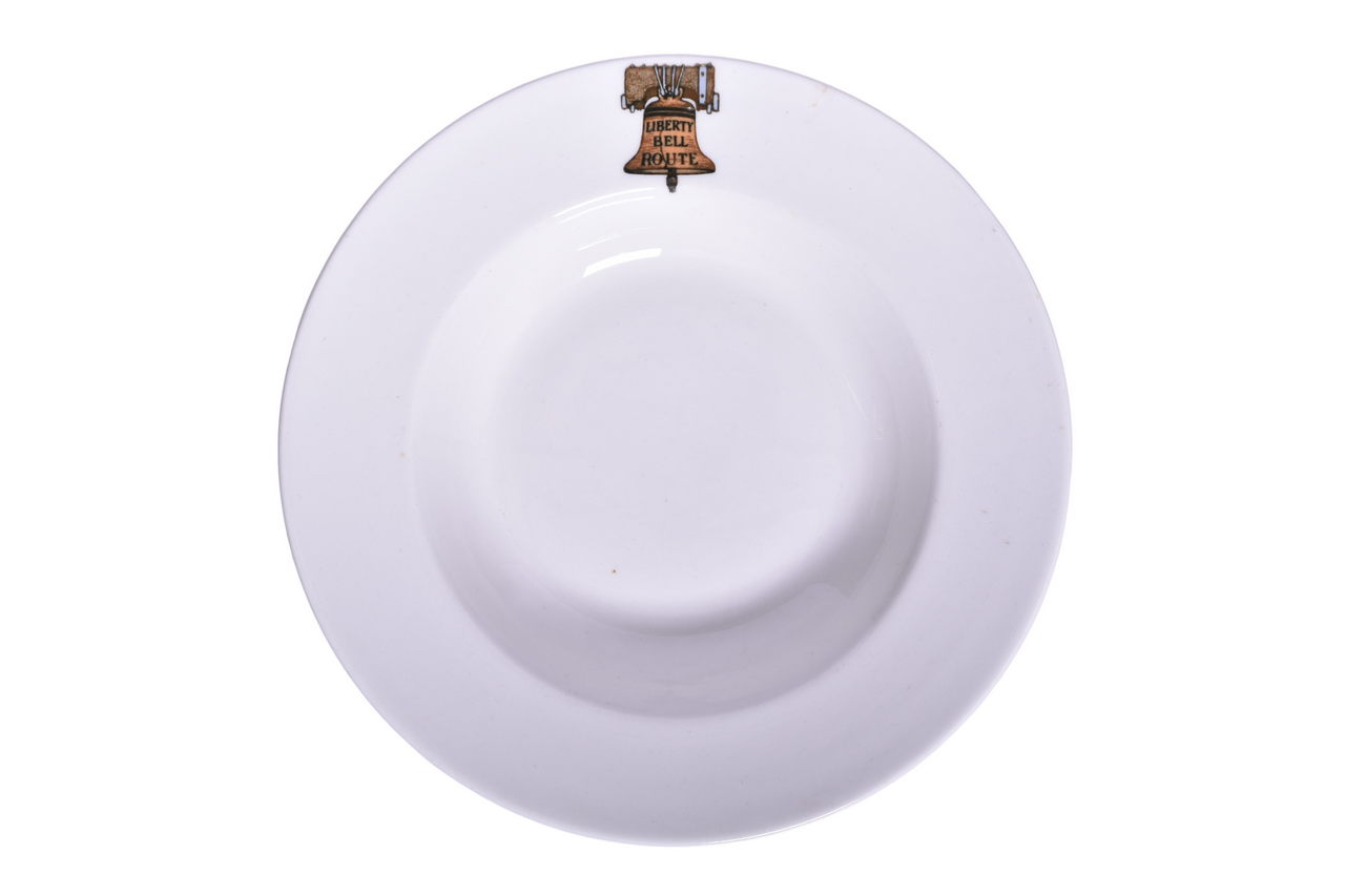 3351 - Lehigh Valley Traction Co. Railroad Maddocks China Liberty Bell Route Rimmed Soup Bowl thumbnail