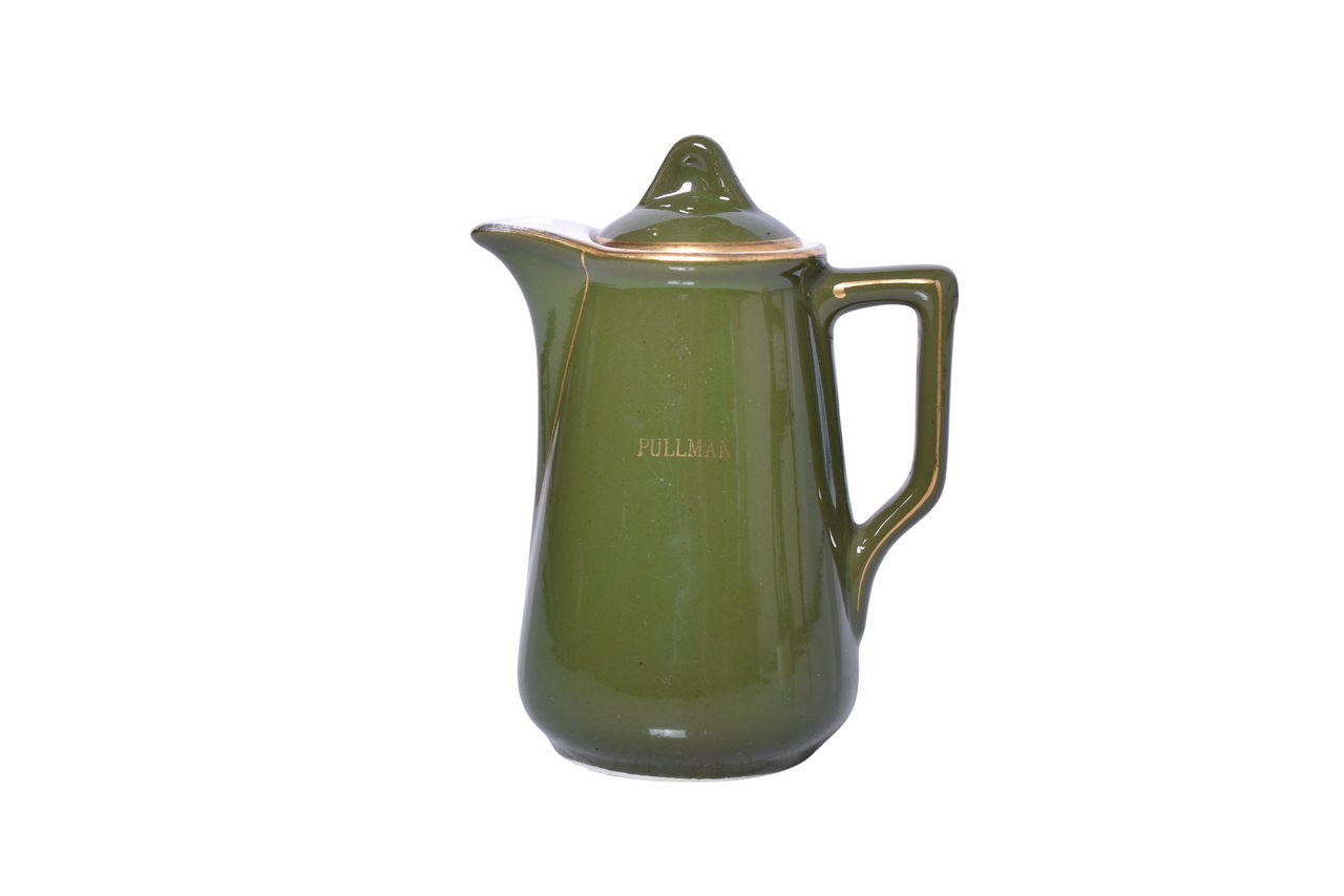 3355 - Hall & Pullman Railroad China Verde Green Chocolate Pot thumbnail