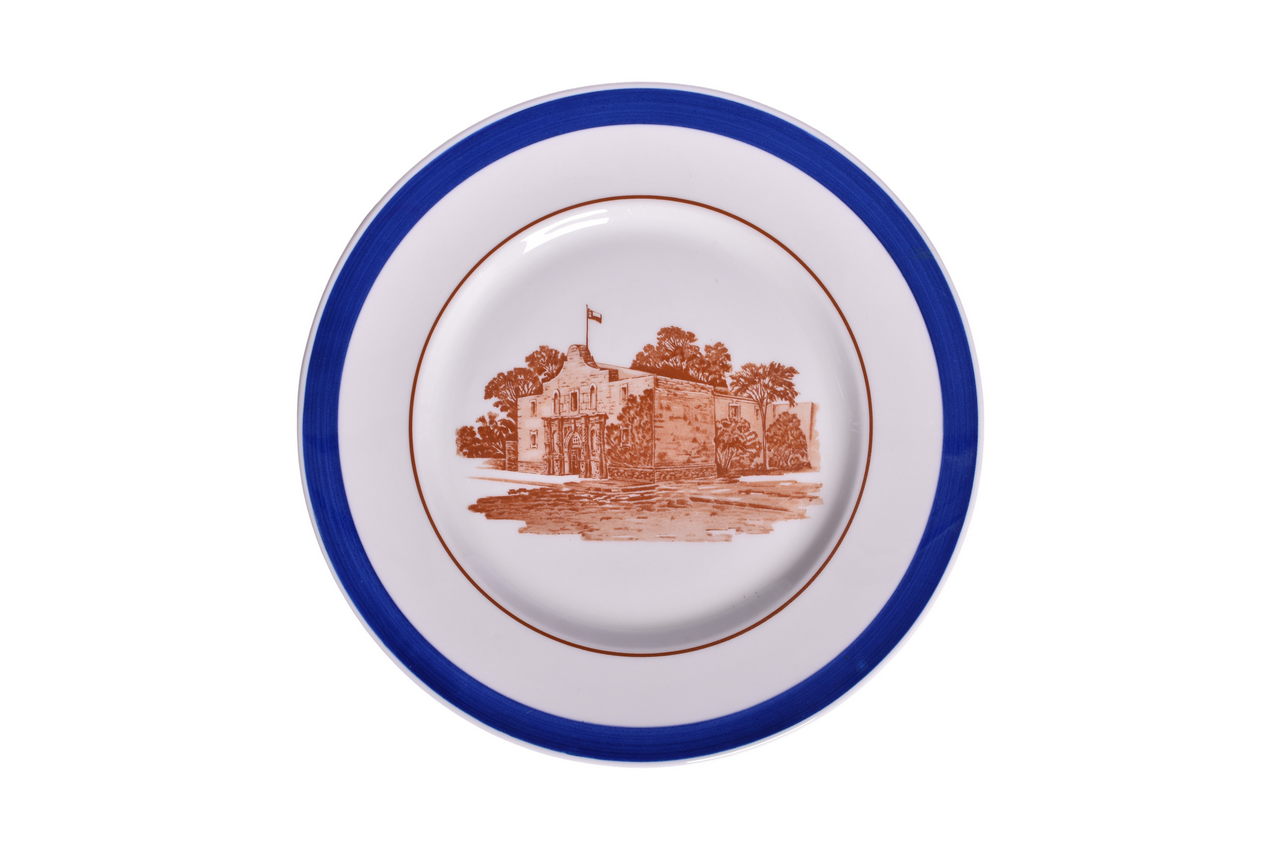 3371 - Missouri, Kansas, & Texas Railroad China Alamo Blue Service Plate 10 3/4