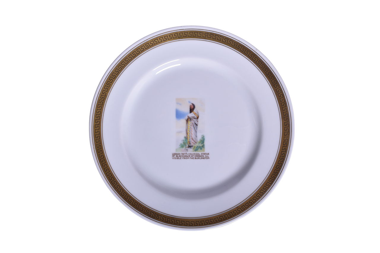 3469 - Rare Chicago Burlington & Quincy Railroad Blackhawk Service Plate 10 1/4