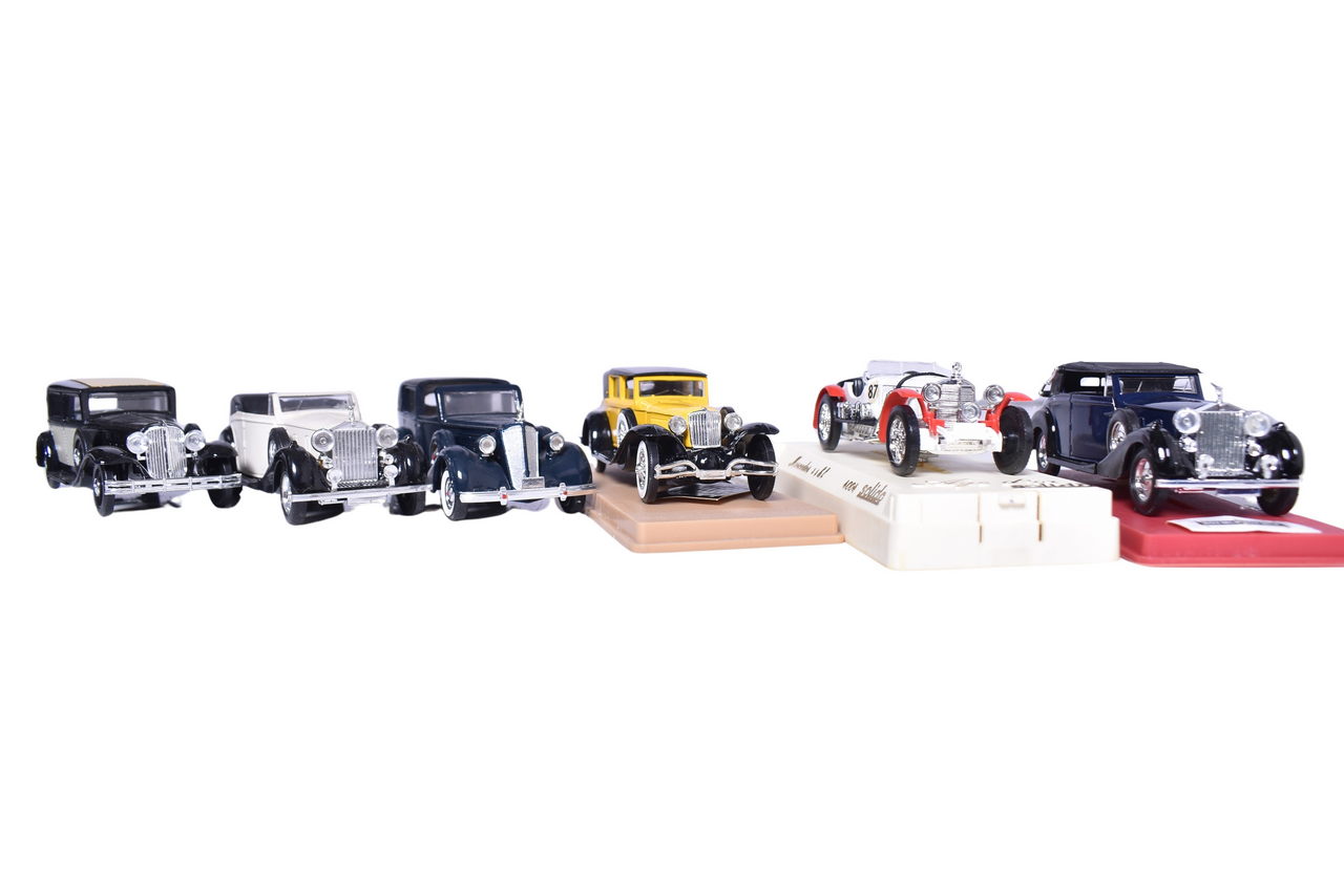 280 - Six Solido Car Models - Rolls Royce, Renault, Packard, Cord and Mercedes thumbnail