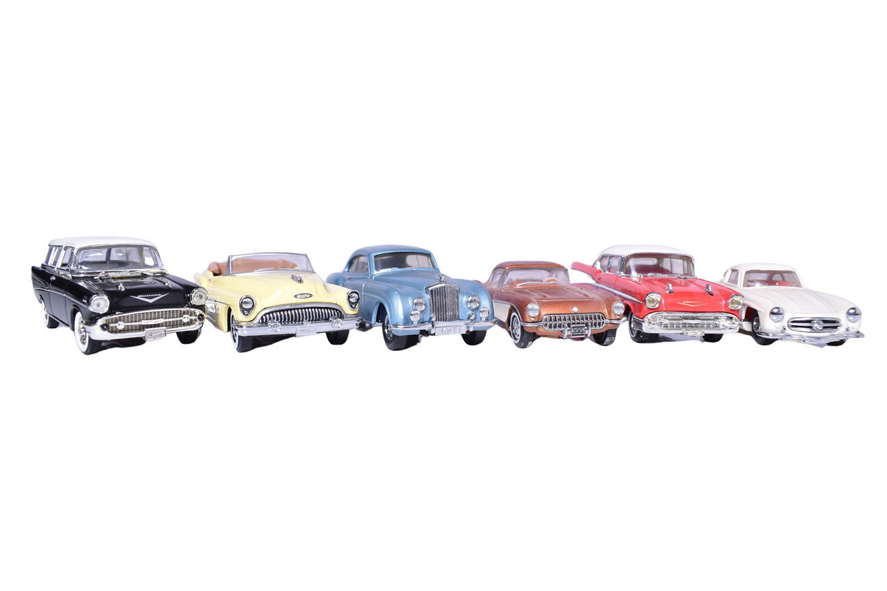 282 - Six Dinky / Matchbox Models - Bentley, Chevrolet, Buick and Mercedes thumbnail