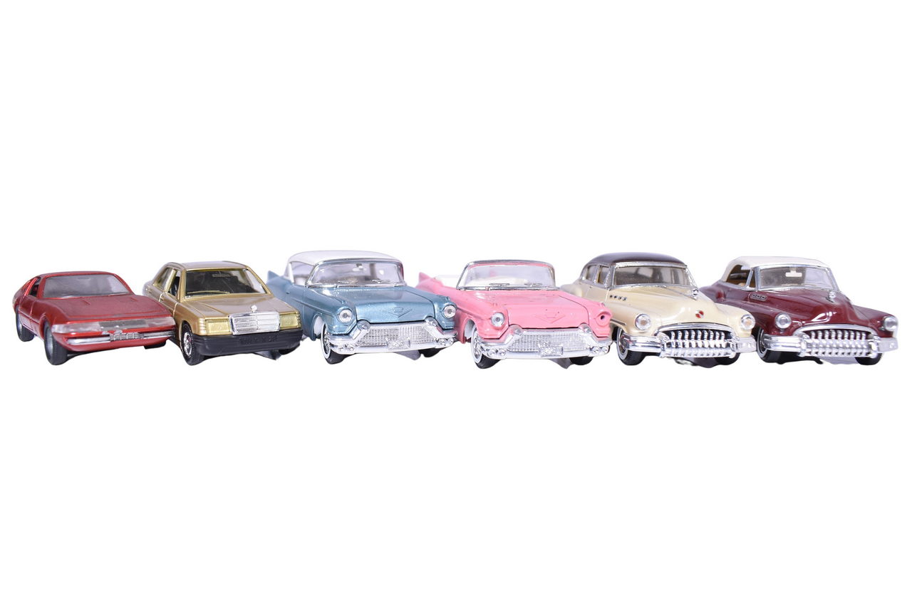 286 - Six Solido Car Models - Buick, Cadillac, Mercedes, and Ferrari thumbnail