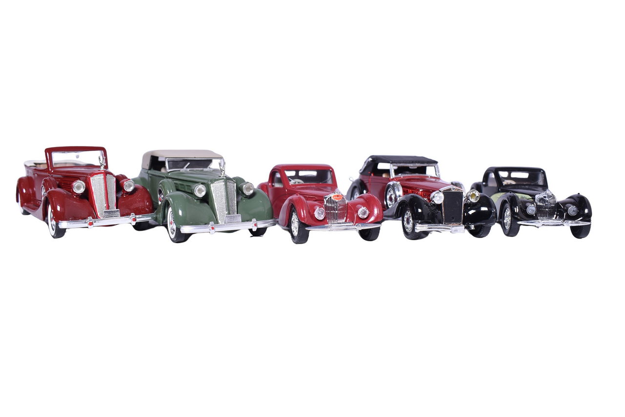290 - Five Solido Car Models - Bugatti, Delage, and Packard thumbnail