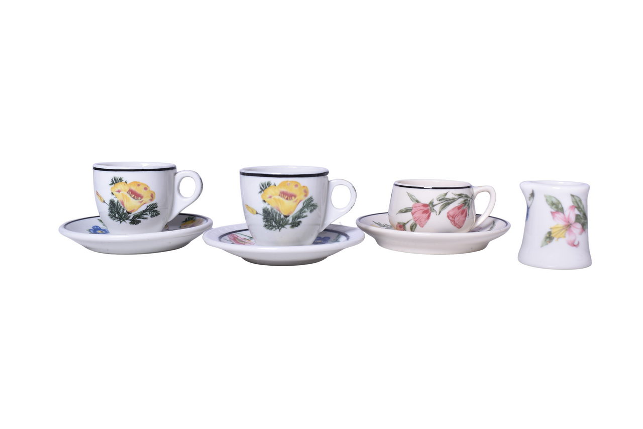 3399 - Southern Pacific Railroad China Prairie Mountain Wildflowers Cups, Saucers, and Creamer thumbnail