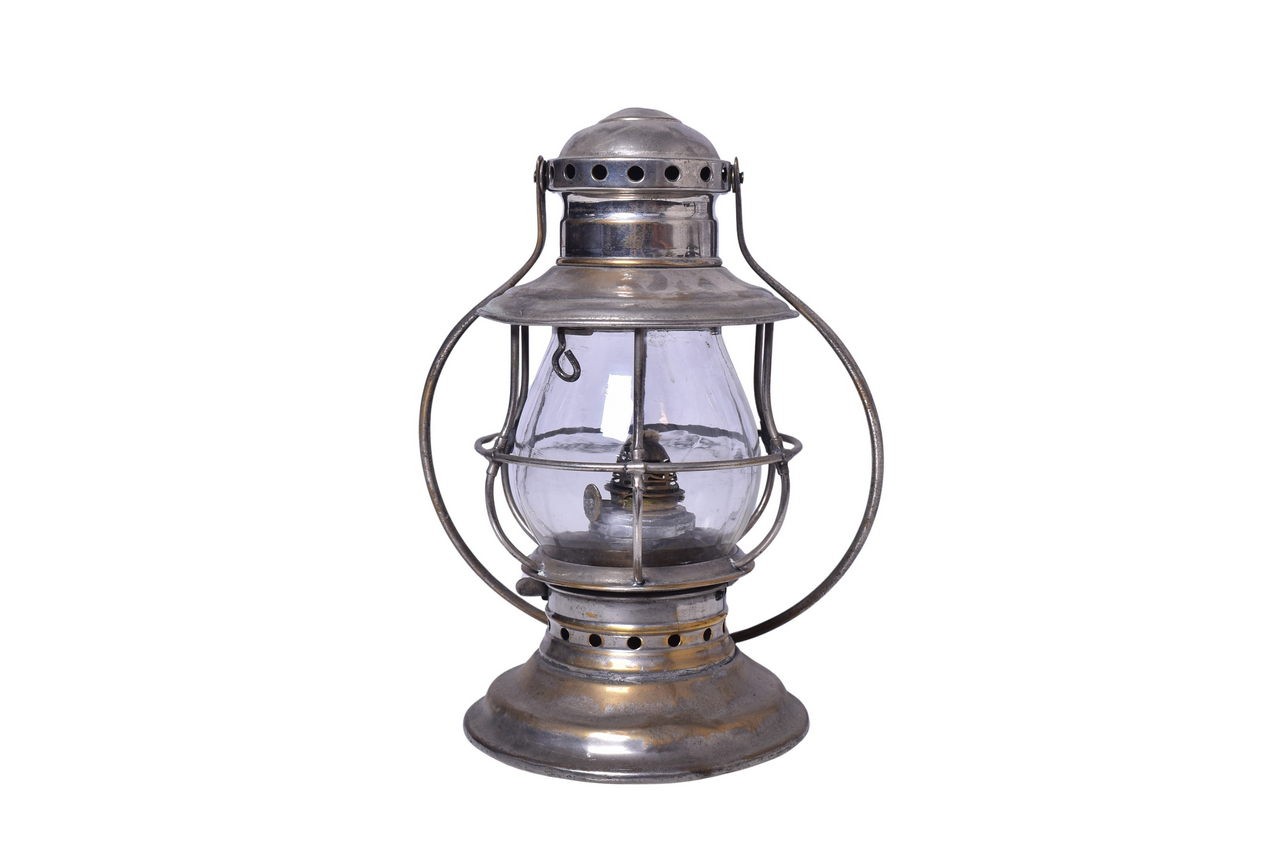 3402 - Nickel Plated Bell Bottom Presentation Railroad Lantern thumbnail