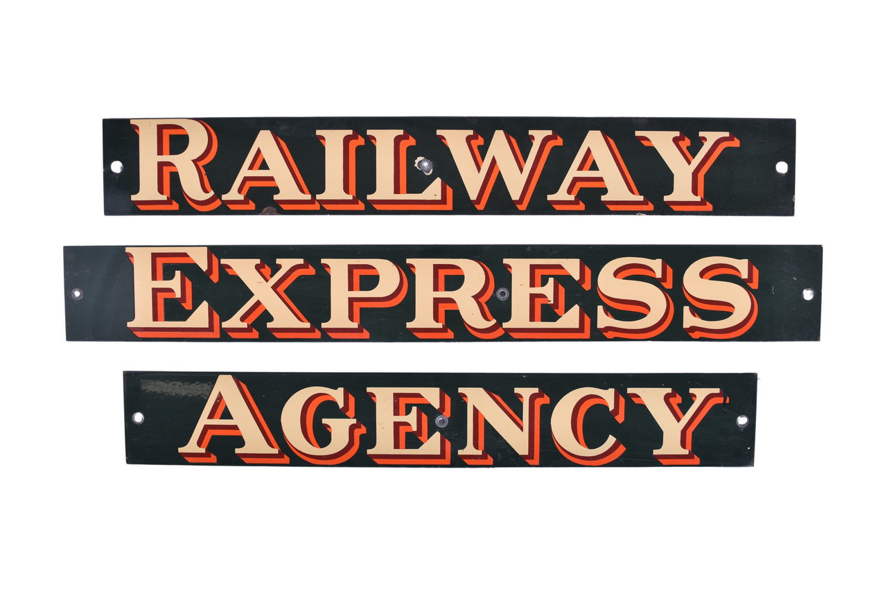 3416 - Set of Three Railway Express Agency Porcelain Signs thumbnail