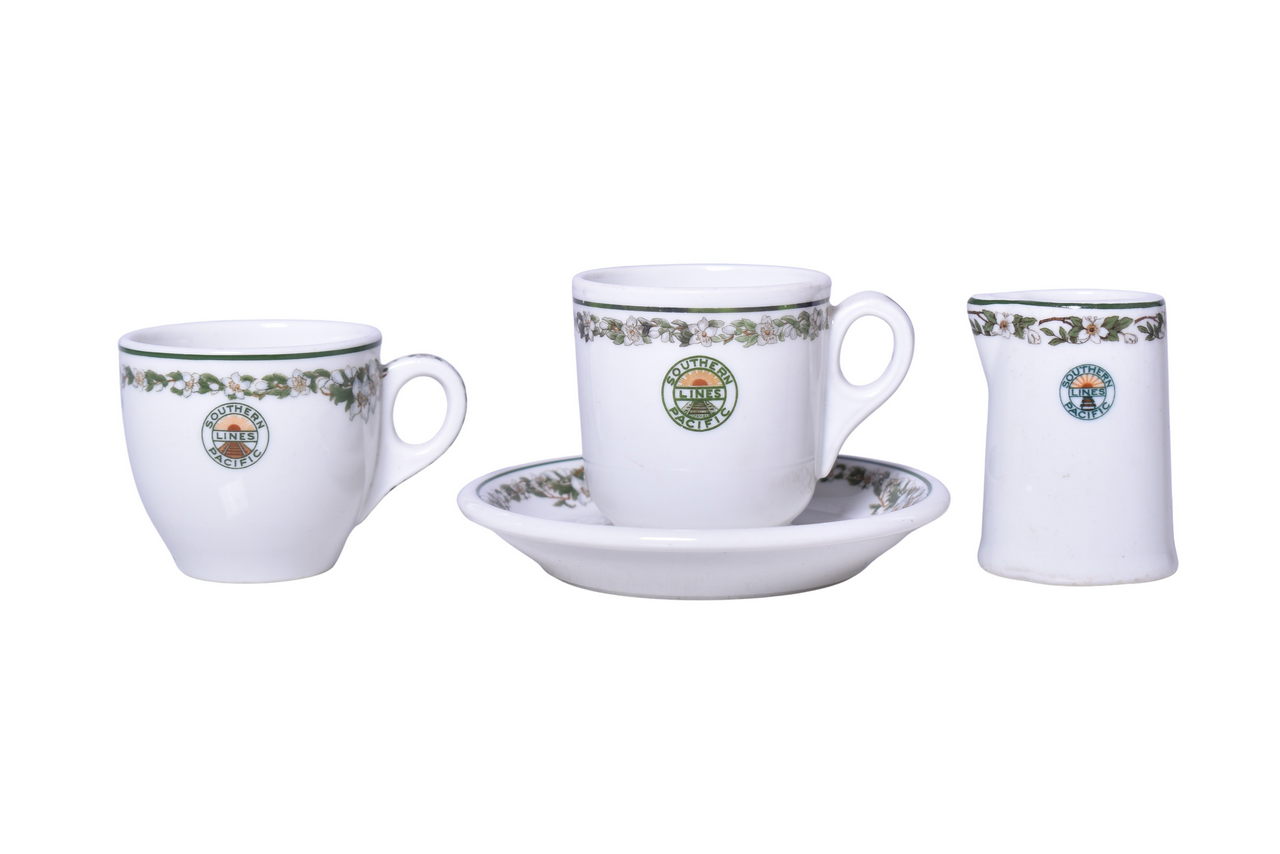 3447 - Southern Pacific Lines Railroad China Sunset Creamer, Demitasse Cup, and Saucer thumbnail