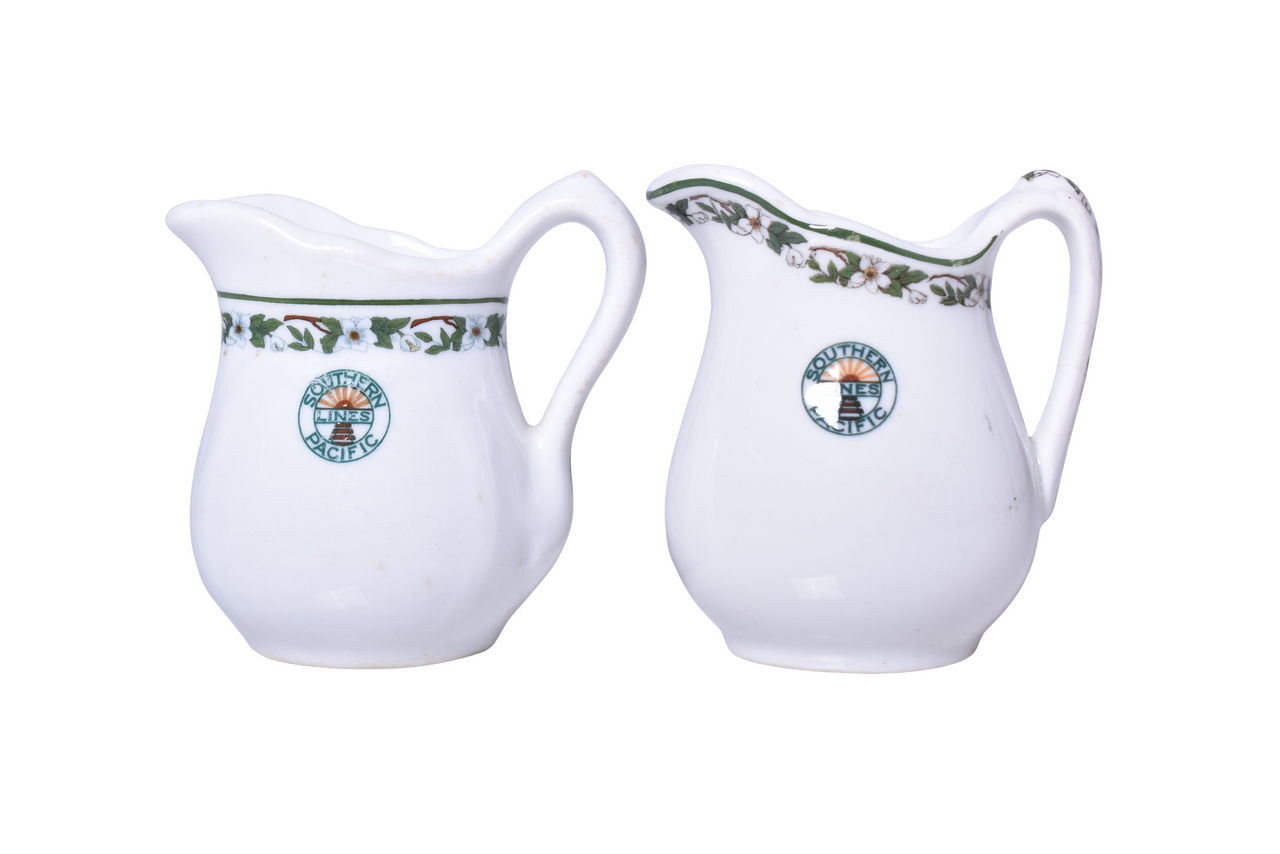 3451 - Pair of Southern Pacific Railroad China Sunset Cream Pitchers thumbnail