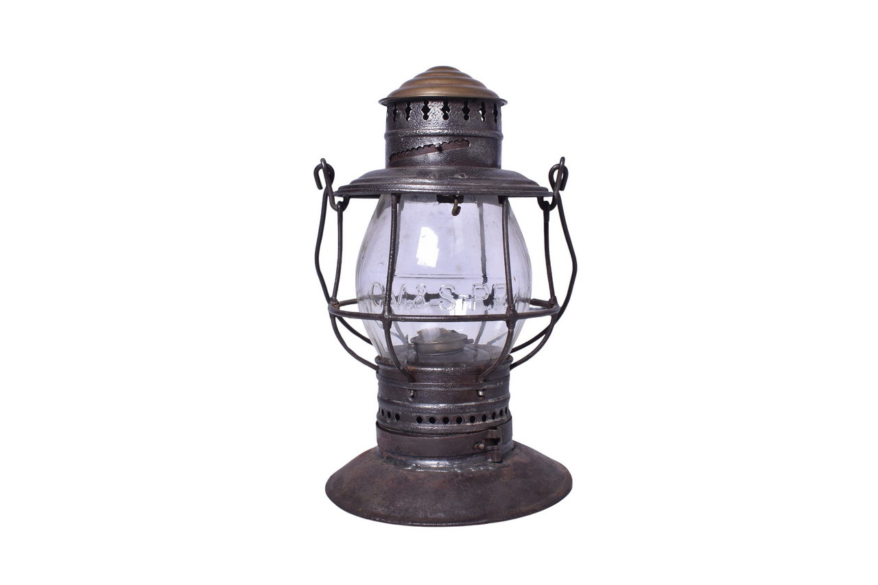 3466 - Brass Top Bell Bottom Chicago Milwaukee & St. Paul Railway Railroad Lantern thumbnail