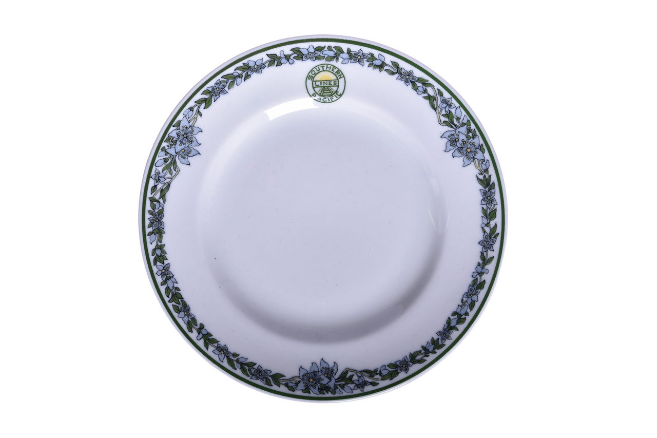 3477 - Unique Hand Painted Southern Pacific Railroad China Sunset Plate thumbnail